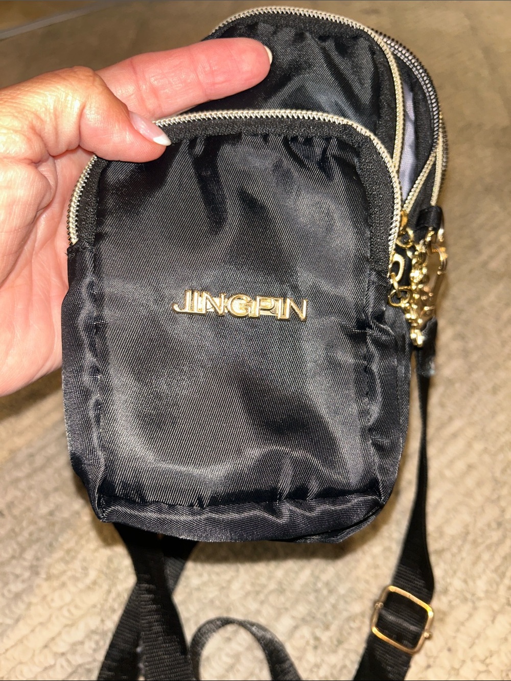 JINGPIN Black Crossbody Phone Bag with Gold Hardware - Picture 11 of 11